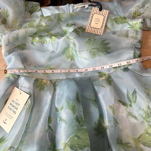 Jessakae Petal Dress XL Tiered Chiffon Floral Blue Green - Picture 13 of 14